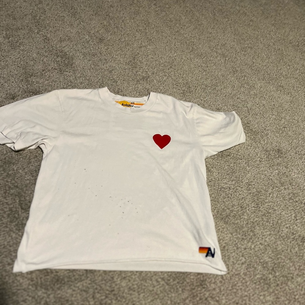 Aviator Nation white heart tee